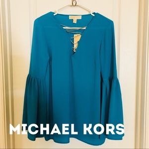 Michael Kors Turquoise Blouse with Silver Chain